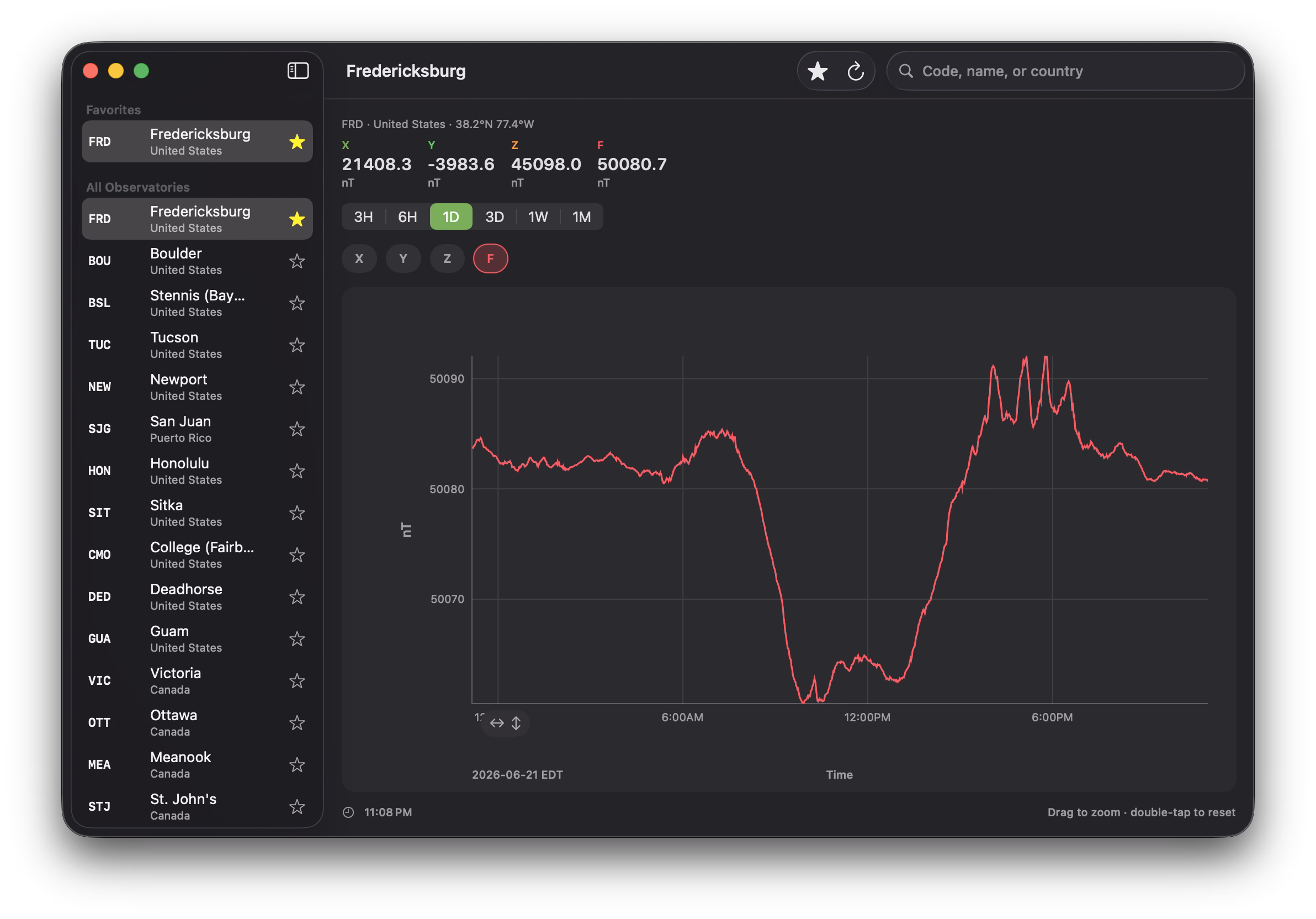 Geomagnetic on macOS