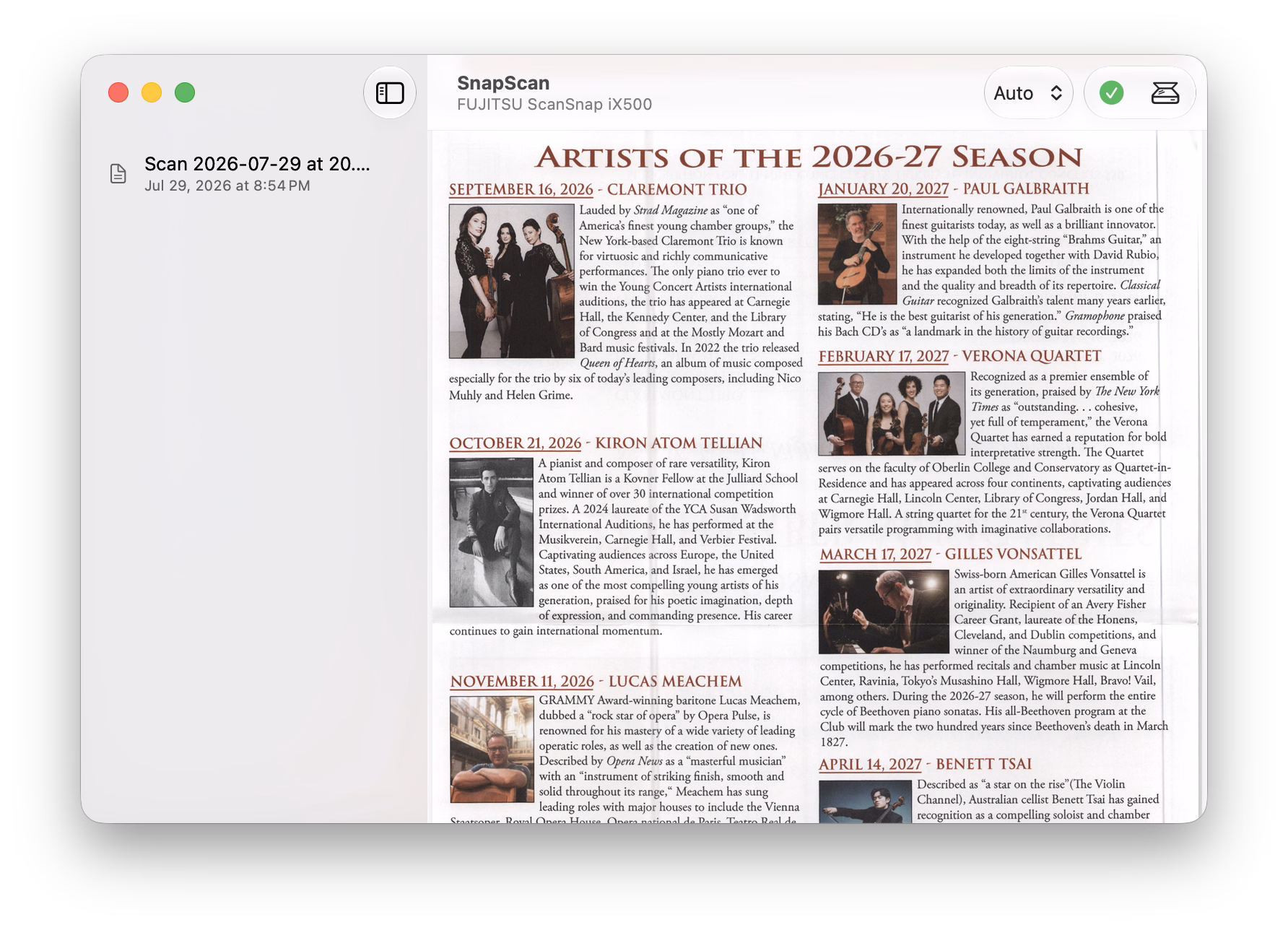 A scanned page shown in SnapScan's viewer