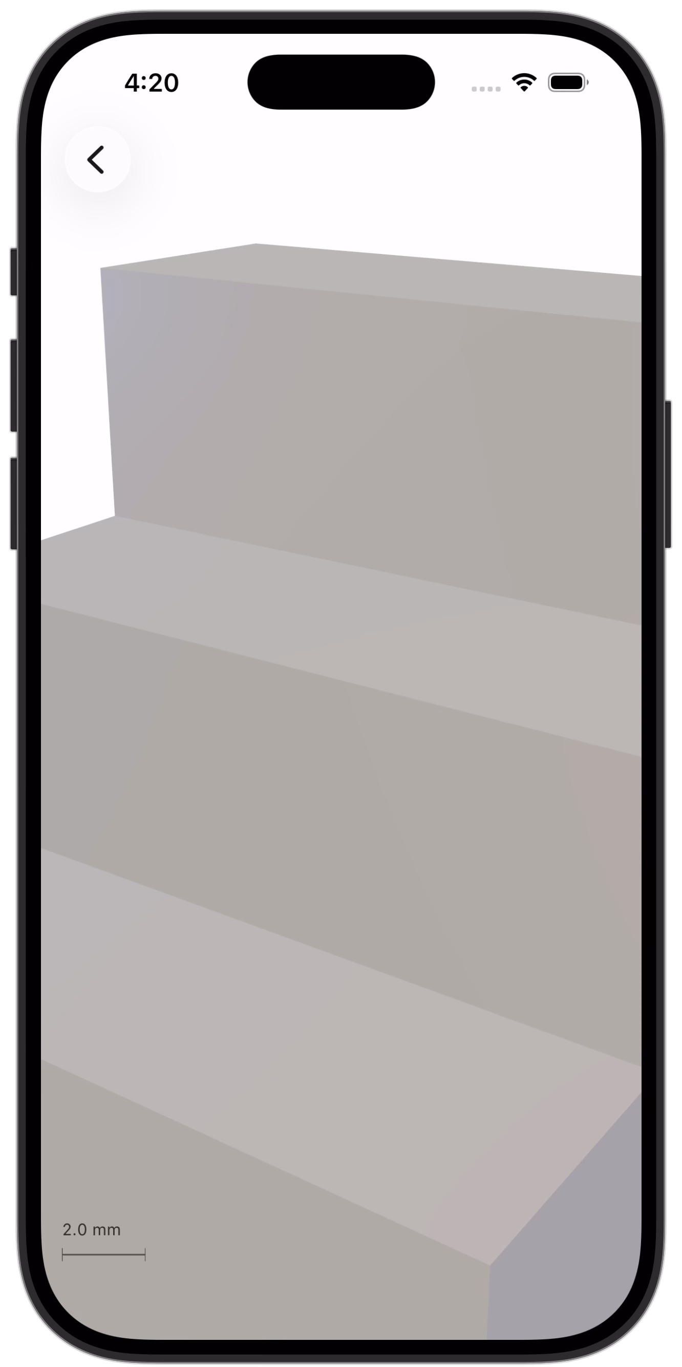 Stairstep on iPhone showing a STEP model filling the screen