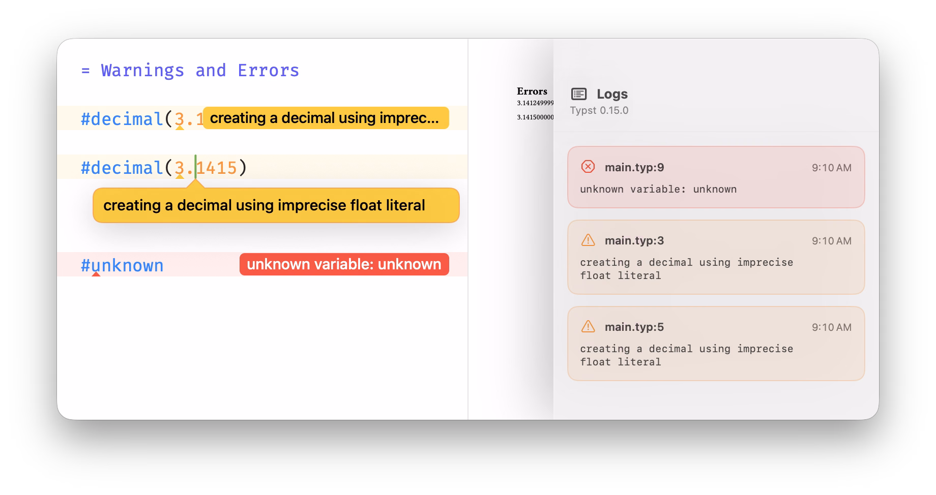 The Typeset compile log on macOS