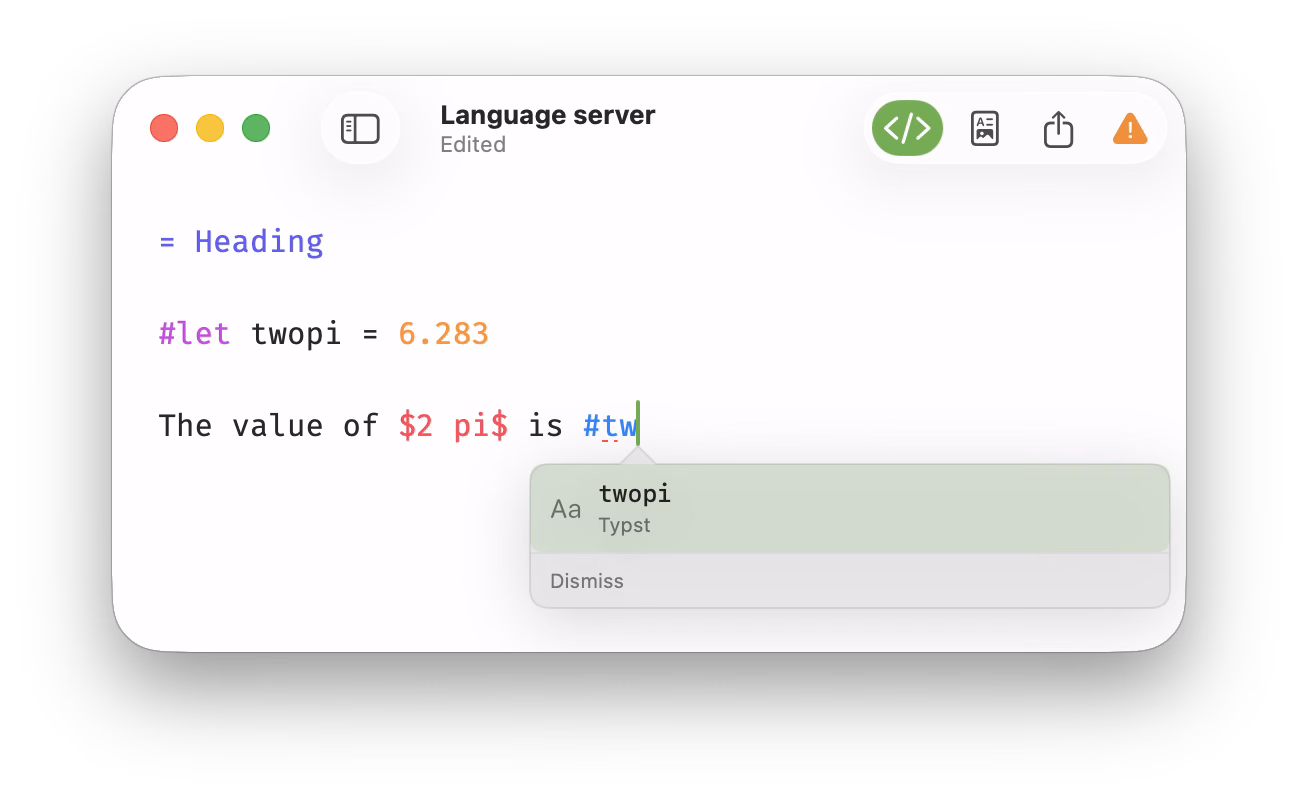 Autocomplete suggestions in Typeset